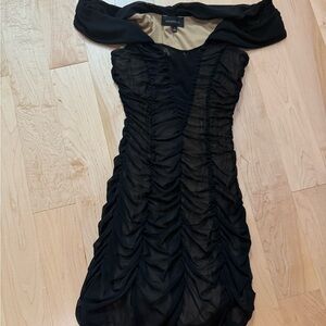 MAJORELLE Black Ruched Mini Dress